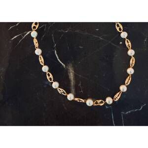NEW ELLISON+YOUNG women's nobles in paris pearl and horse bit necklace in gold